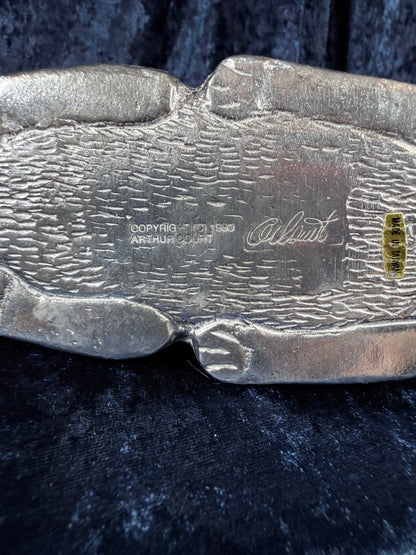 Vintage Metal Frog Trinket Box - Hinged Lid and Arthur Court 1990