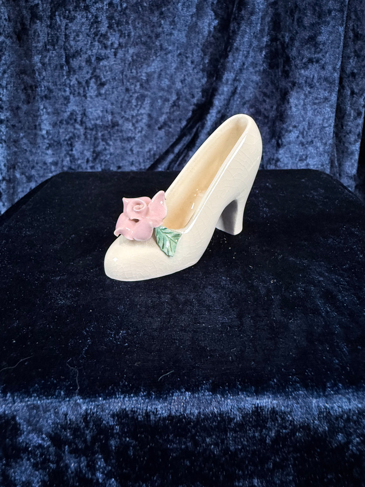 Vintage Ceramic Shoe - Pink Flower Accent and 1950 Mark