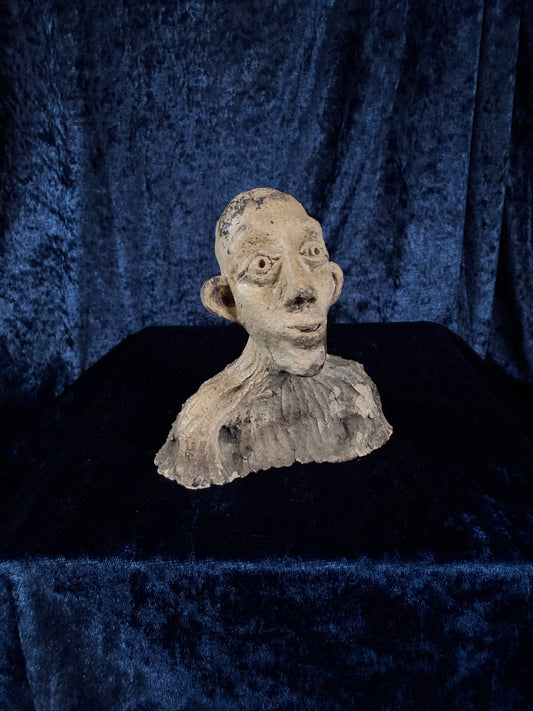 Vintage Stoneware Sculpted Head - One of a Kind Original Art Object & Curiosity