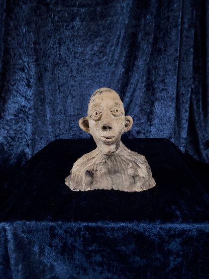 Vintage Stoneware Sculpted Head - One of a Kind Original Art Object & Curiosity