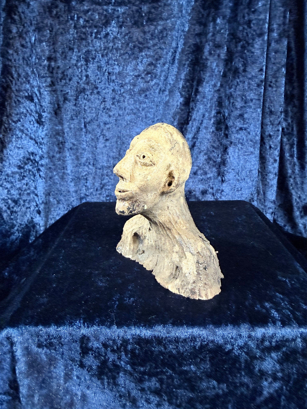 Vintage Stoneware Sculpted Head - One of a Kind Original Art Object & Curiosity