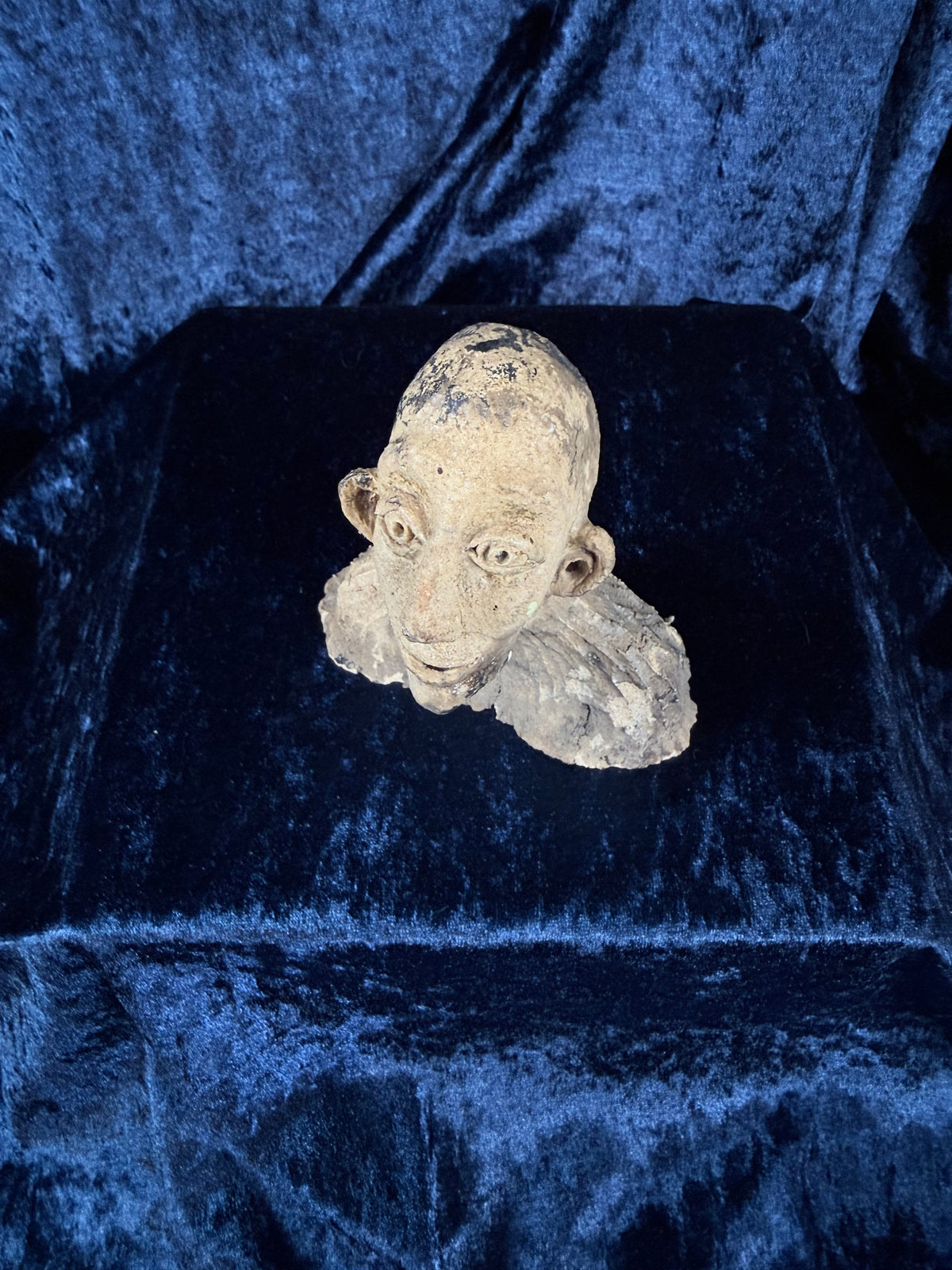 Vintage Stoneware Sculpted Head - One of a Kind Original Art Object & Curiosity