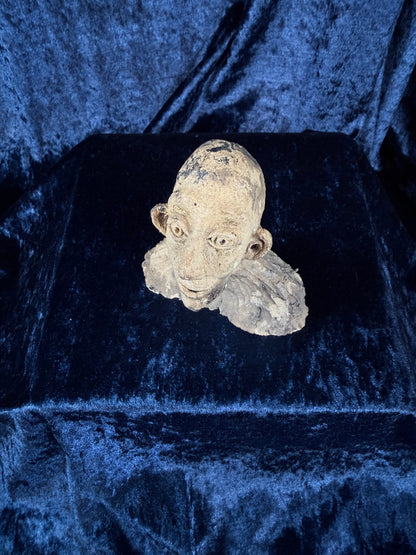 Vintage Stoneware Sculpted Head - One of a Kind Original Art Object & Curiosity