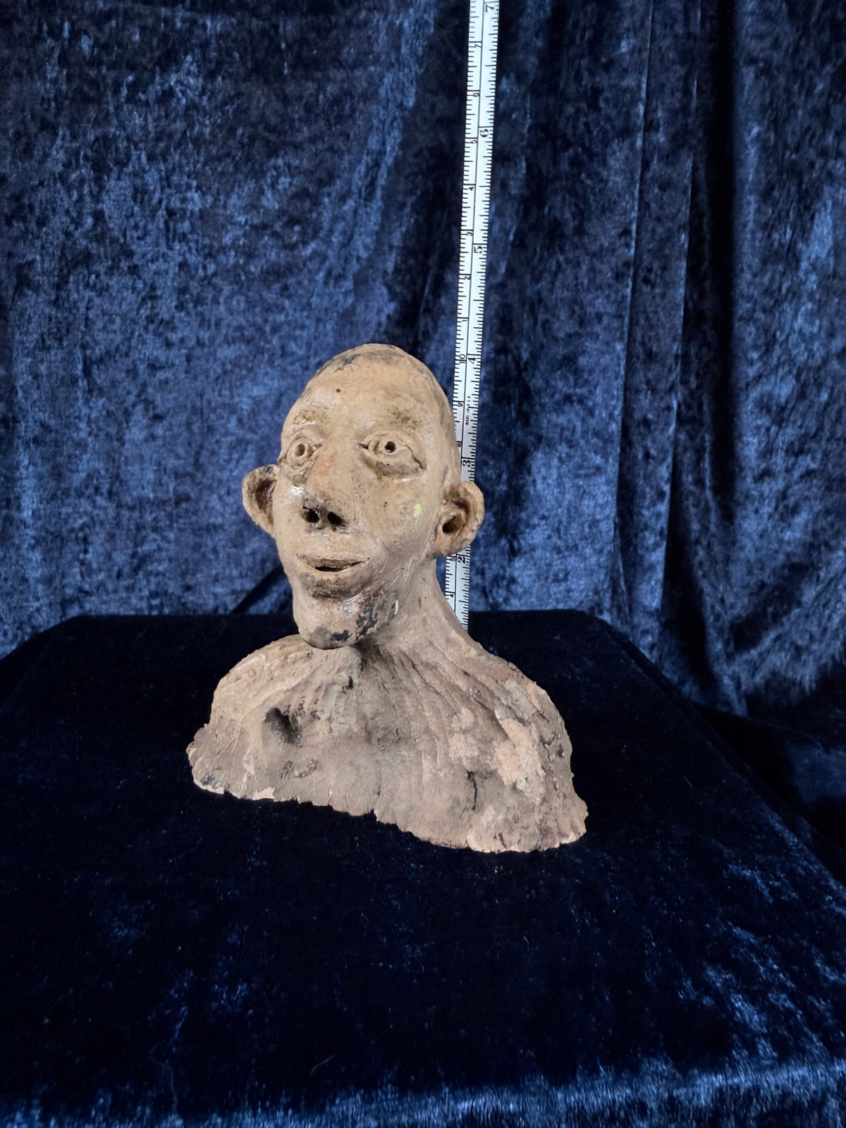 Vintage Stoneware Sculpted Head - One of a Kind Original Art Object & Curiosity