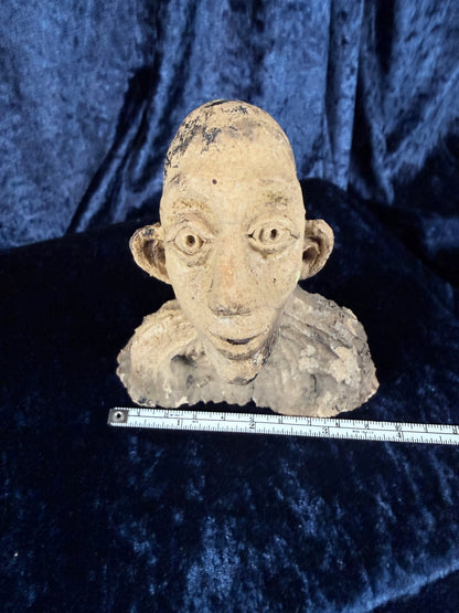 Vintage Stoneware Sculpted Head - One of a Kind Original Art Object & Curiosity