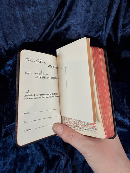 Vintage My Sunday Missal by Father Stedman - Leather Bound Religious Pocket Sized Prayer Book