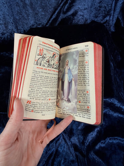 Vintage My Sunday Missal by Father Stedman - Leather Bound Religious Pocket Sized Prayer Book
