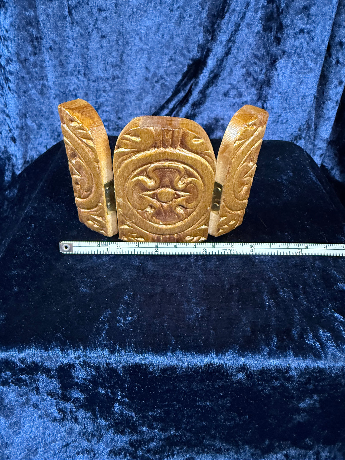 Vintage Wood Religious Triptych - Madonna and Child Folding Icon