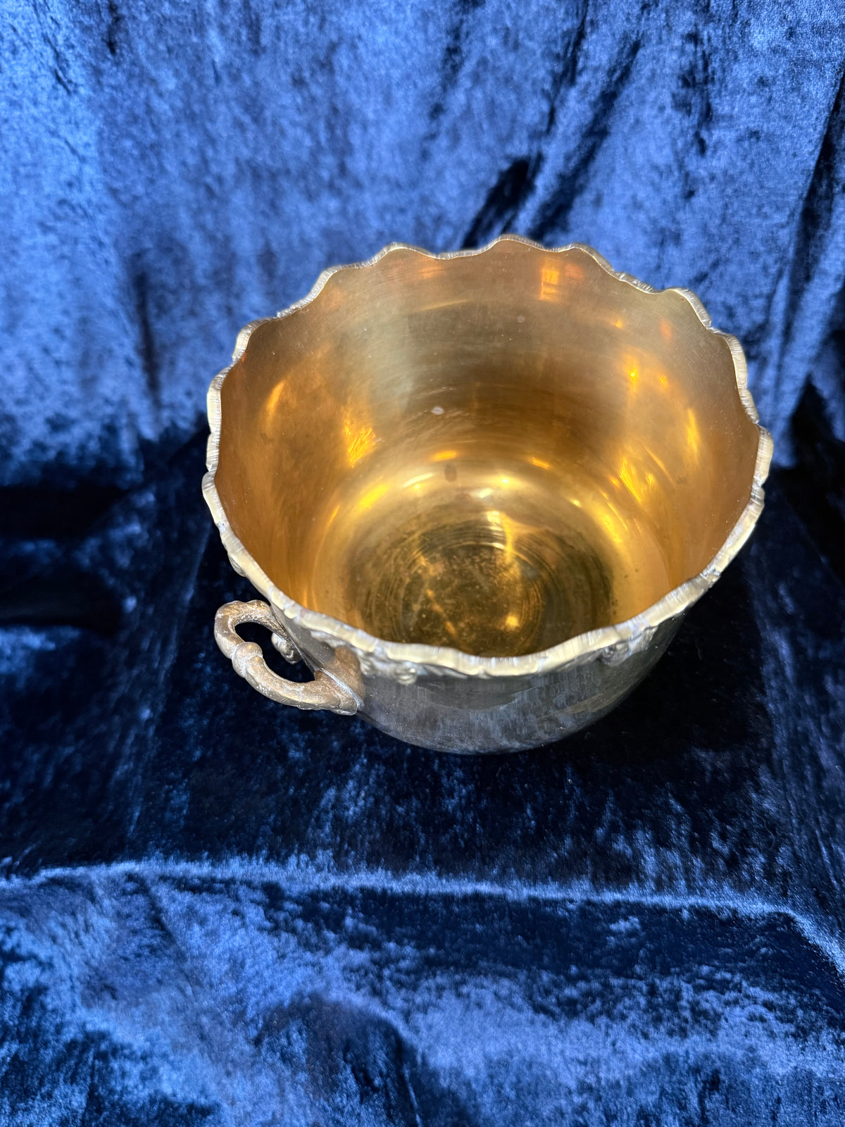 Vintage Brass Cache Pot - Ornate Floral Footed Planter