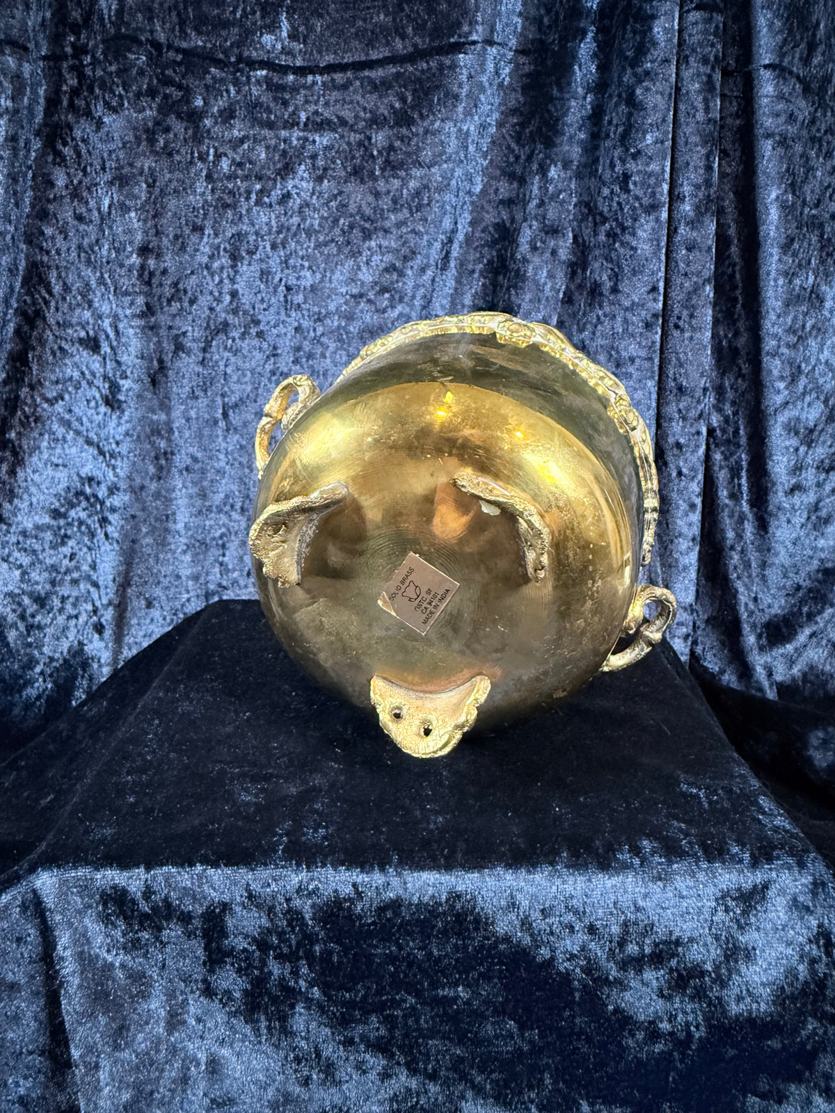 Vintage Brass Cache Pot - Ornate Floral Footed Planter