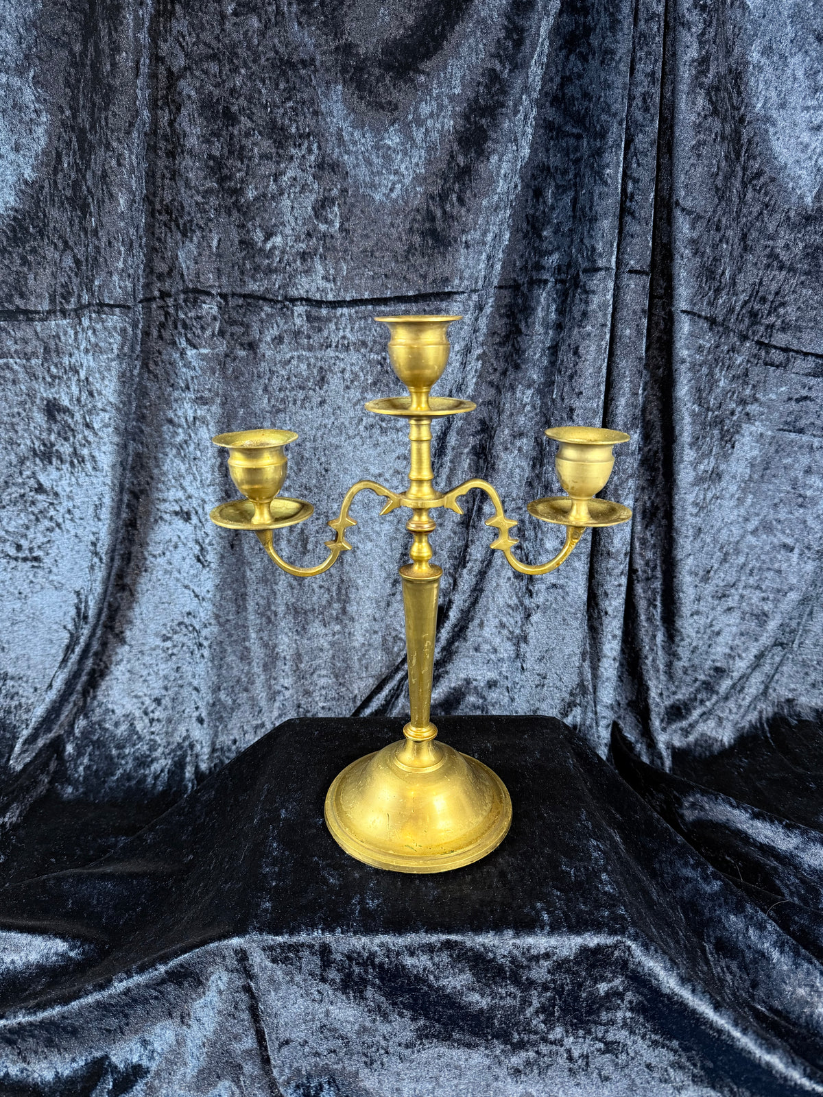 Vintage Brass Candelabra - Three-Arm Tabletop Candle Holder