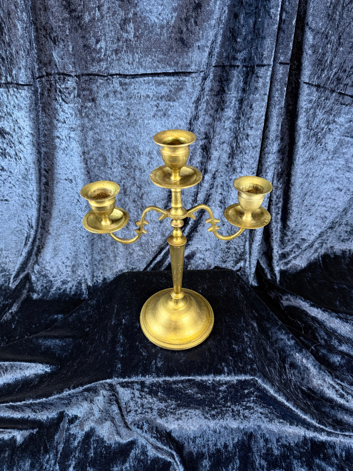 Vintage Brass Candelabra - Three-Arm Tabletop Candle Holder