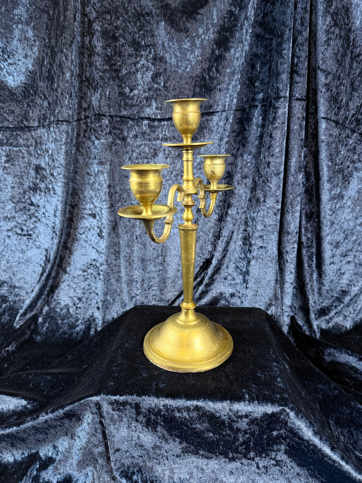 Vintage Brass Candelabra - Three-Arm Tabletop Candle Holder