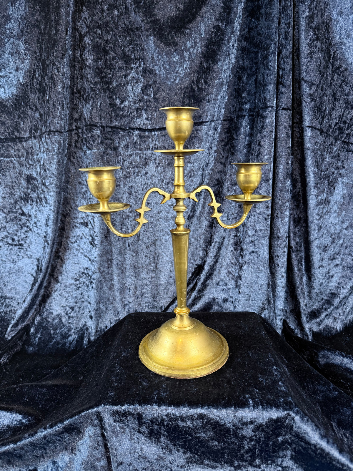 Vintage Brass Candelabra - Three-Arm Tabletop Candle Holder