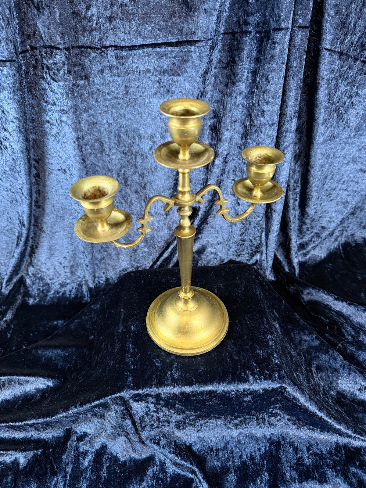 Vintage Brass Candelabra - Three-Arm Tabletop Candle Holder