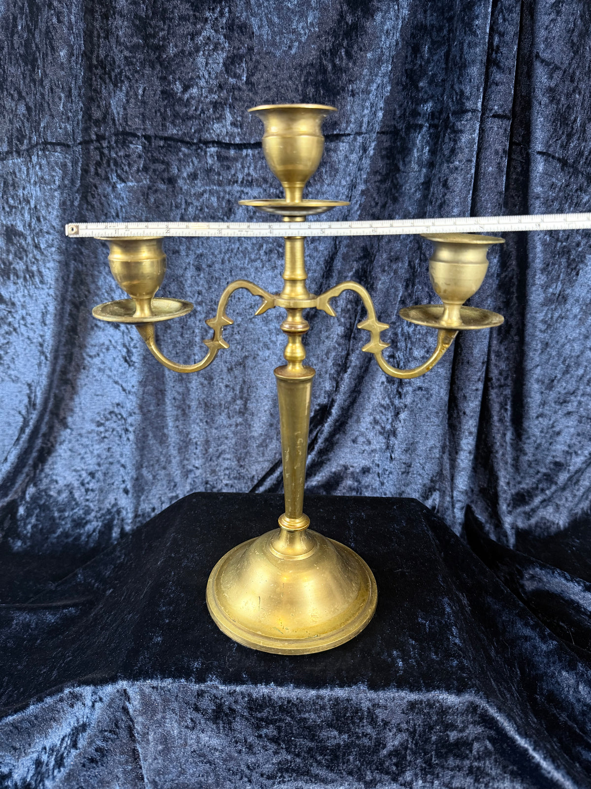Vintage Brass Candelabra - Three-Arm Tabletop Candle Holder