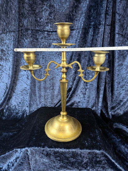 Vintage Brass Candelabra - Three-Arm Tabletop Candle Holder