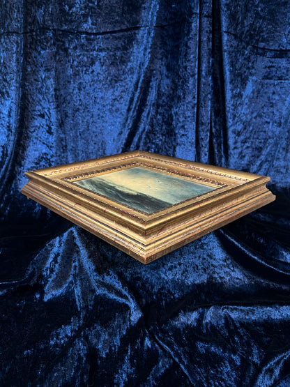 Vintage Framed Seascape Print - Ocean Waves Seagulls Ornate Gold Frame