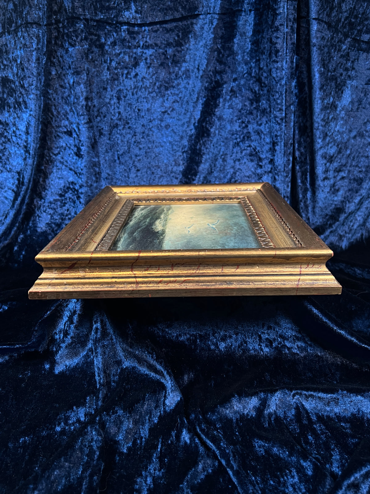 Vintage Framed Seascape Print - Ocean Waves Seagulls Ornate Gold Frame