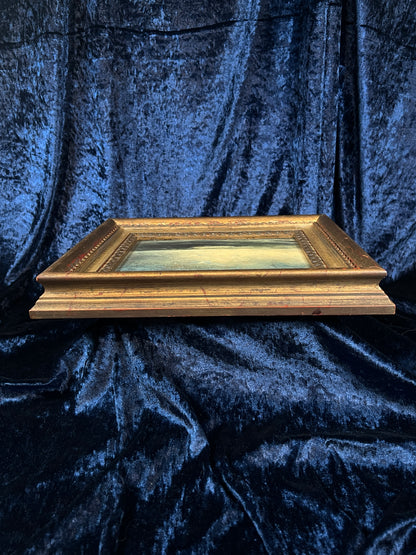 Vintage Framed Seascape Print - Ocean Waves Seagulls Ornate Gold Frame