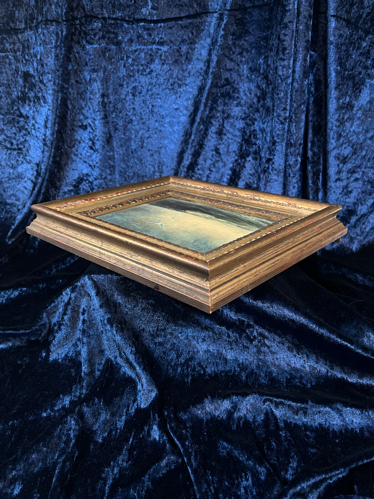 Vintage Framed Seascape Print - Ocean Waves Seagulls Ornate Gold Frame