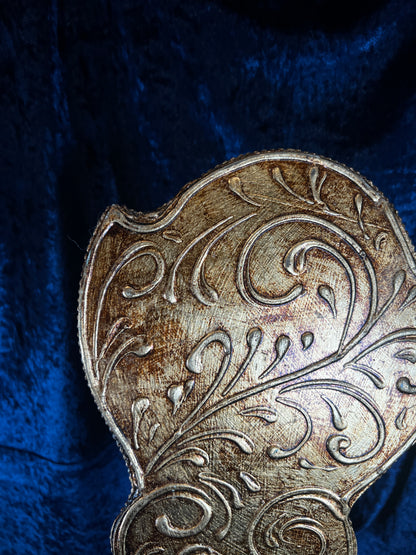 Vintage Papier Mache Hand Mirror - Venetian Scene and Ornate Gilt Frame