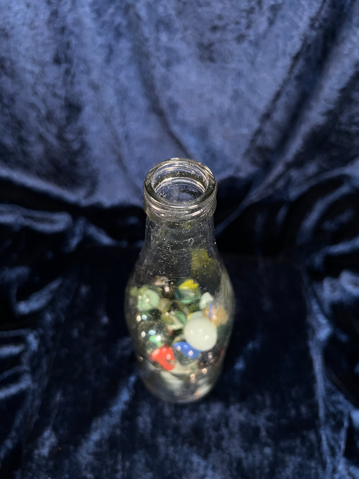 Vintage Glass Bottle with Marbles - Seahorse Stirrers and Novelty Barware Set