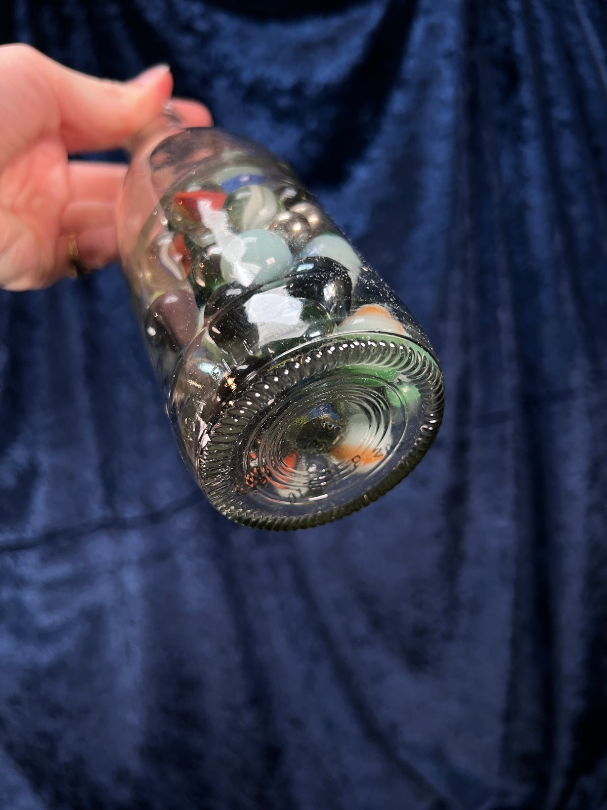 Vintage Glass Bottle with Marbles - Seahorse Stirrers and Novelty Barware Set