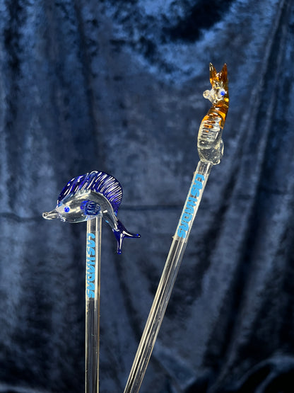 Vintage Glass Bottle with Marbles - Seahorse Stirrers and Novelty Barware Set