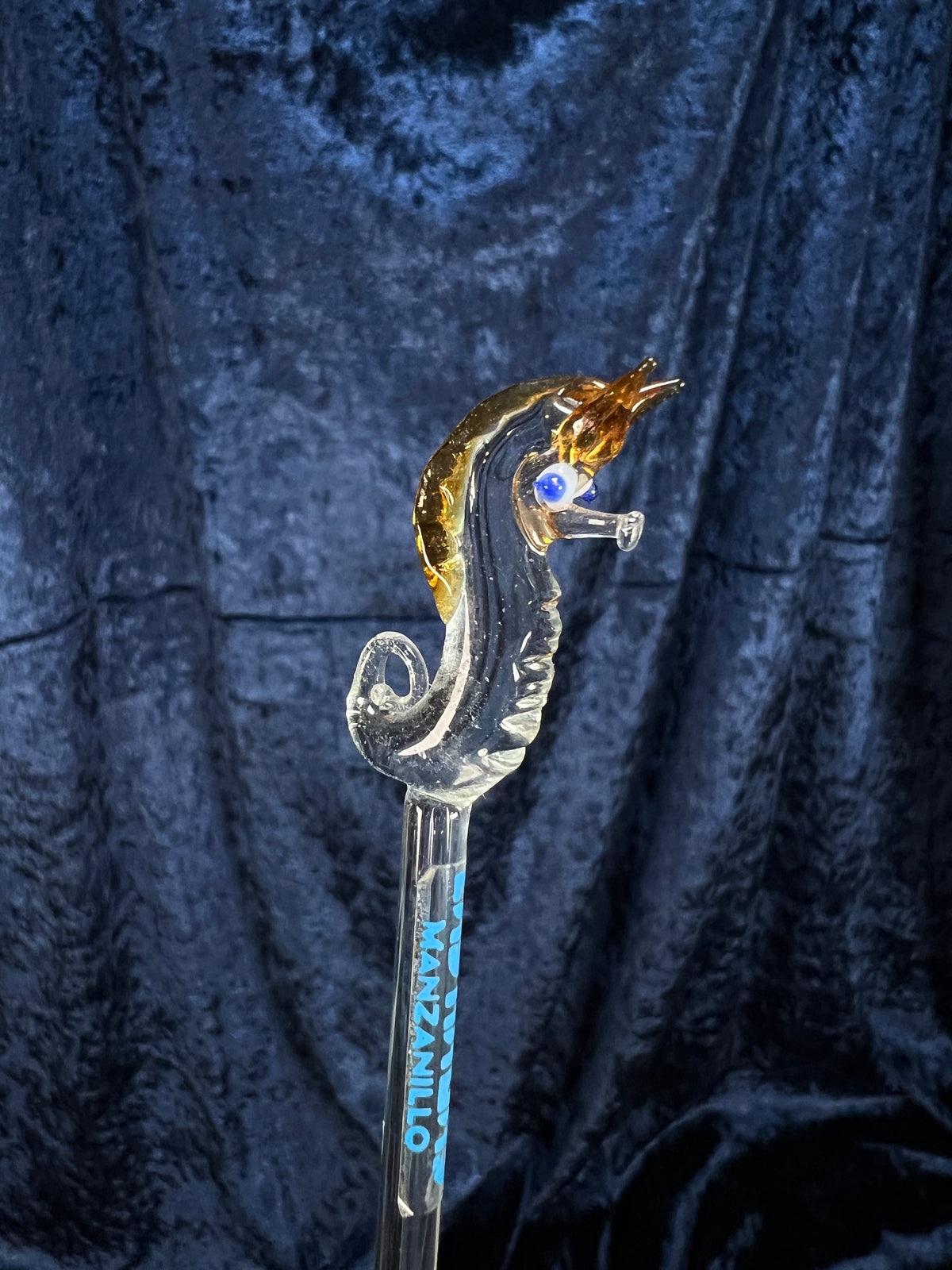 Vintage Glass Bottle with Marbles - Seahorse Stirrers and Novelty Barware Set