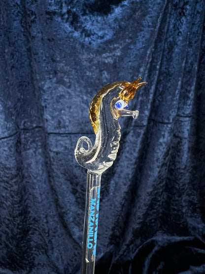 Vintage Glass Bottle with Marbles - Seahorse Stirrers and Novelty Barware Set