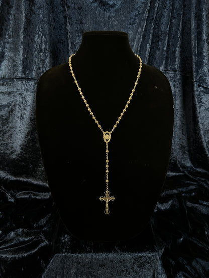 Vintage Guild Sterling Silver Ball Chain Rosary - Ornate Crucifix and Original Box