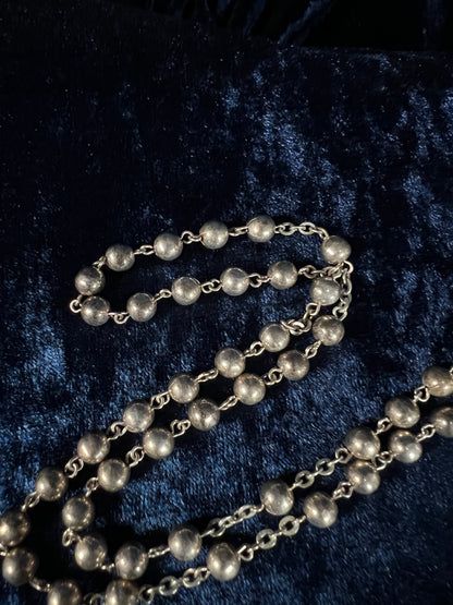 Vintage Guild Sterling Silver Ball Chain Rosary - Ornate Crucifix and Original Box