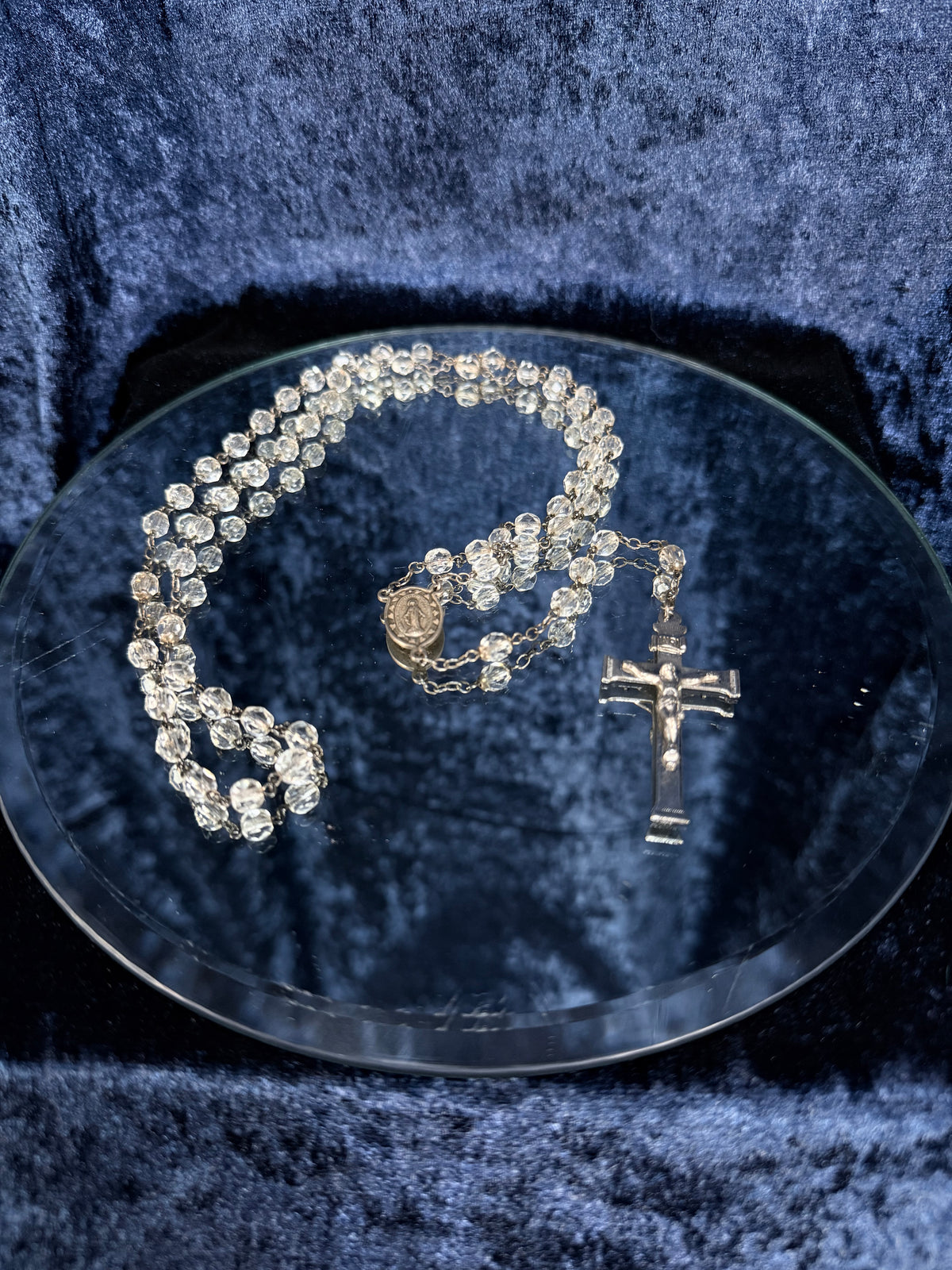 Vintage Metal Religious Necklace - Crucifix and Drop Medallion