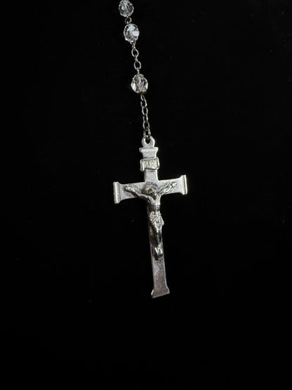 Vintage Metal Religious Necklace - Crucifix and Drop Medallion