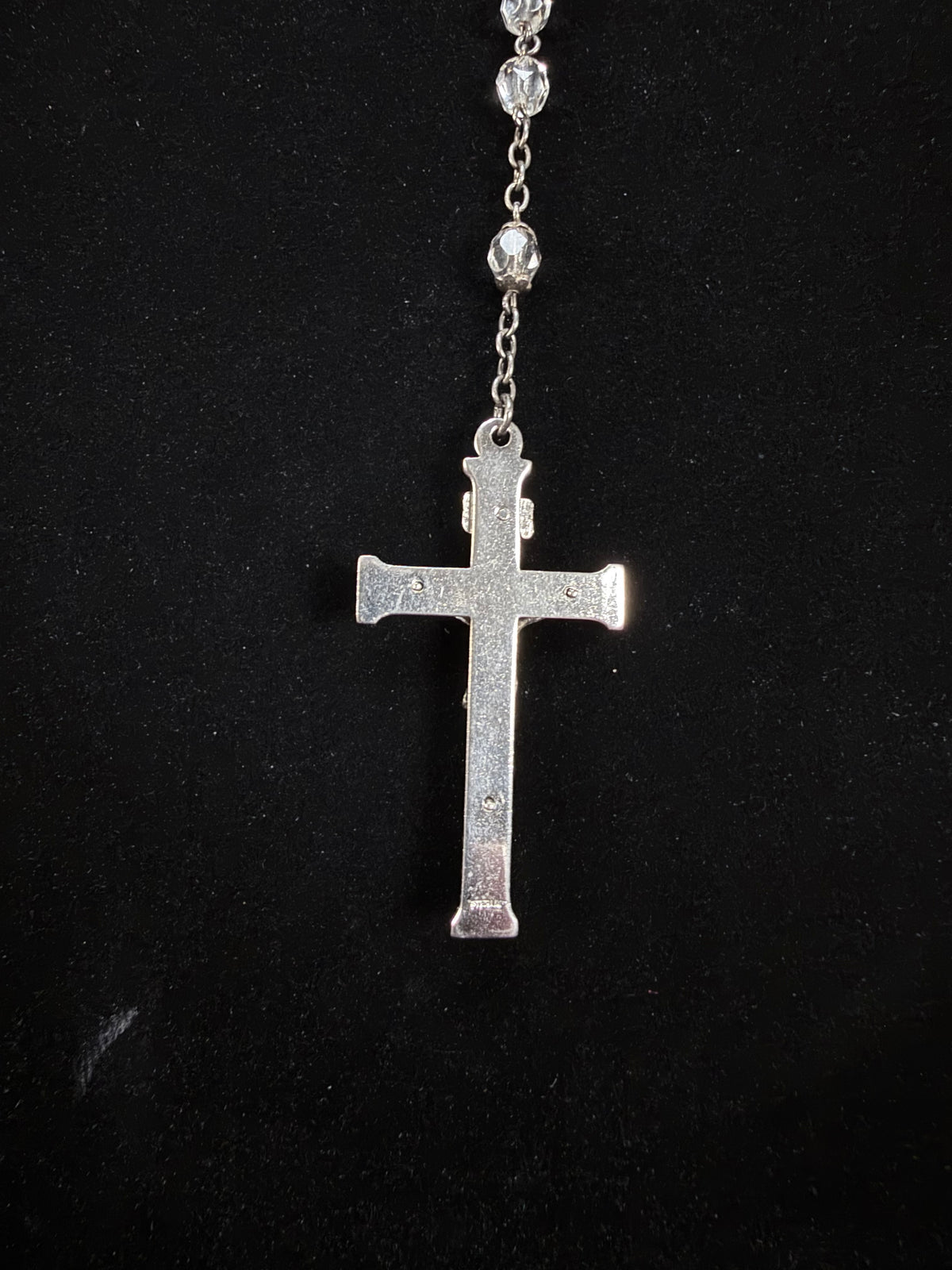 Vintage Metal Religious Necklace - Crucifix and Drop Medallion