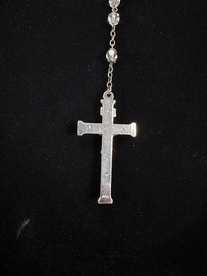 Vintage Metal Religious Necklace - Crucifix and Drop Medallion