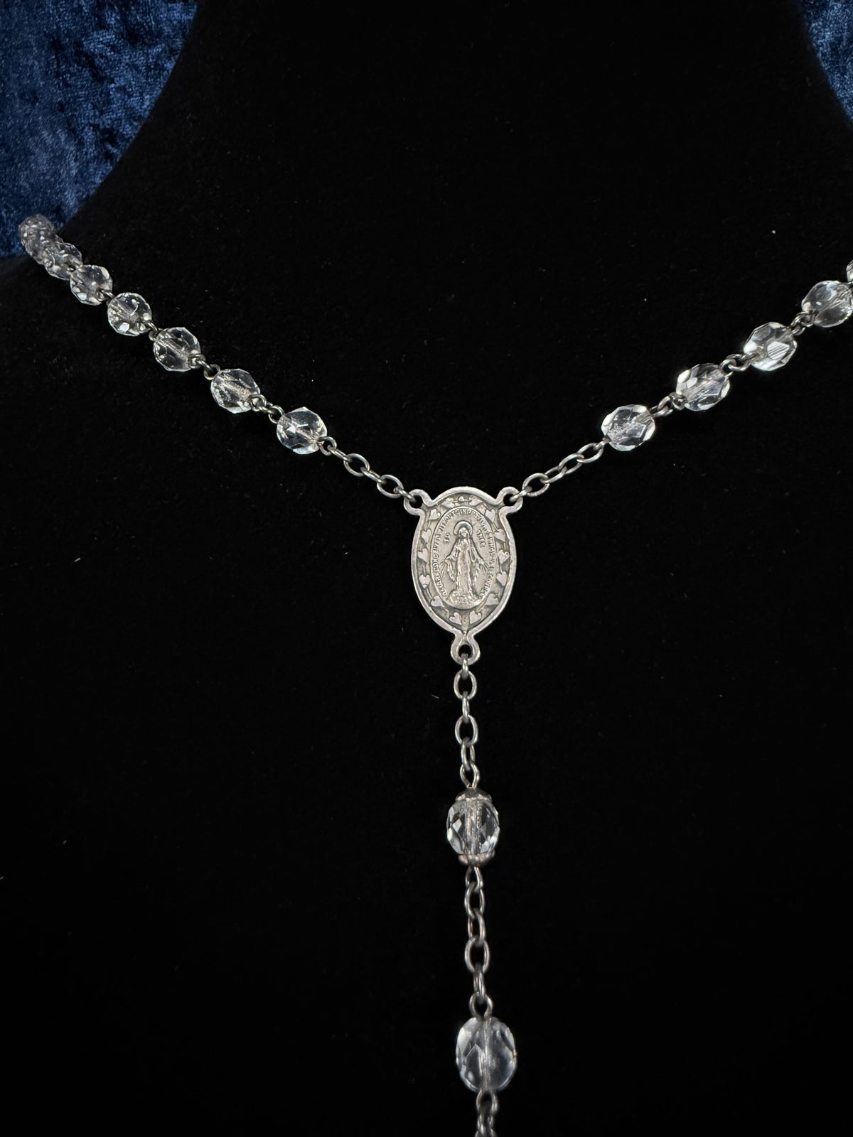 Vintage Metal Religious Necklace - Crucifix and Drop Medallion
