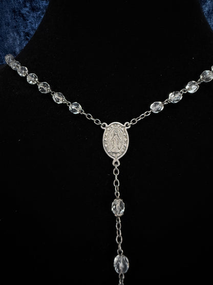 Vintage Metal Religious Necklace - Crucifix and Drop Medallion