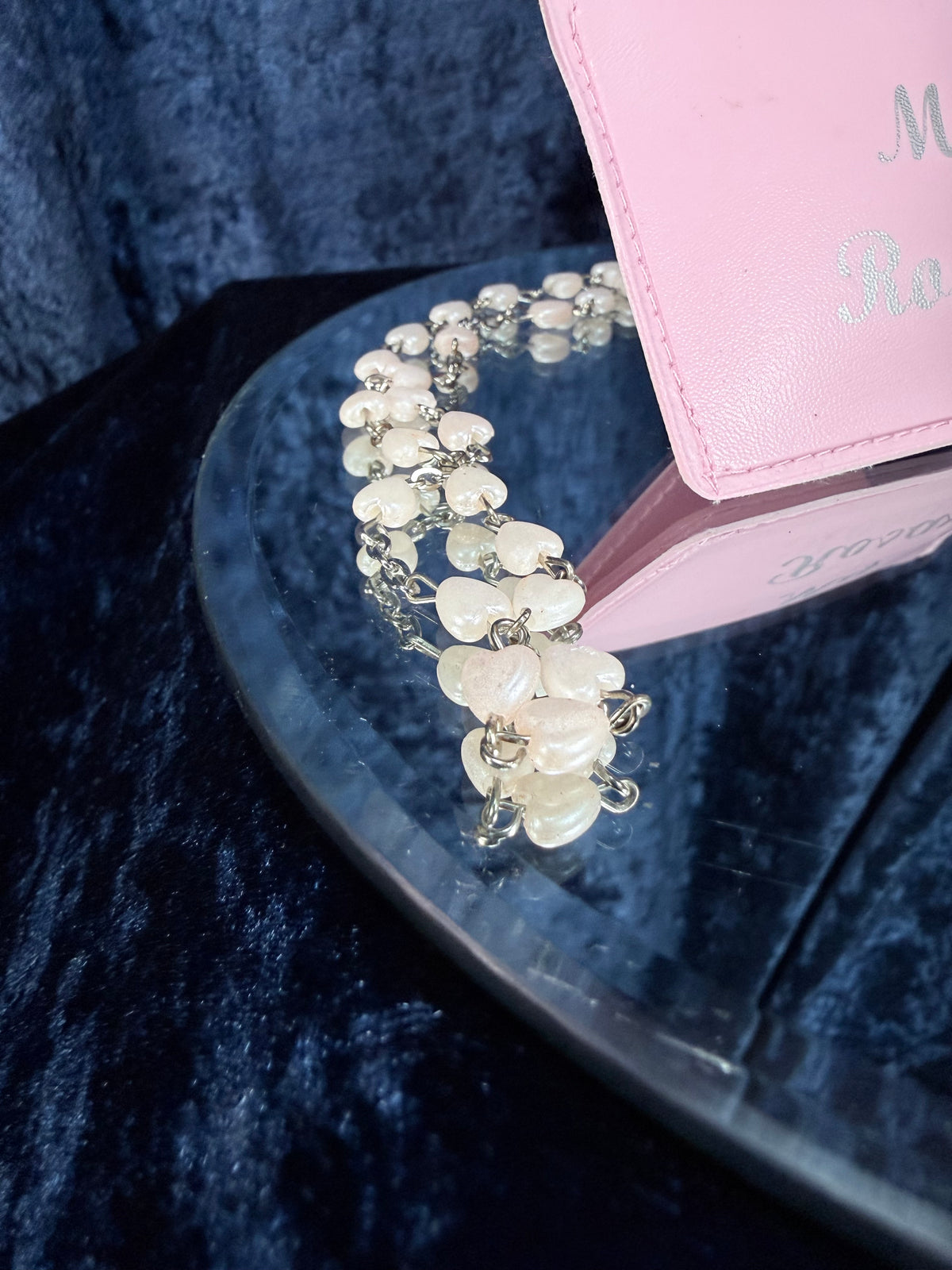Vintage Heart Bead Rosary - Pink Case and Religious Jewelry
