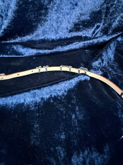 Vintage Leather Belt - Eighteen Sliding Gem Pieces and Hook Closure