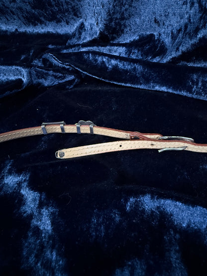 Vintage Leather Belt - Eighteen Sliding Gem Pieces and Hook Closure