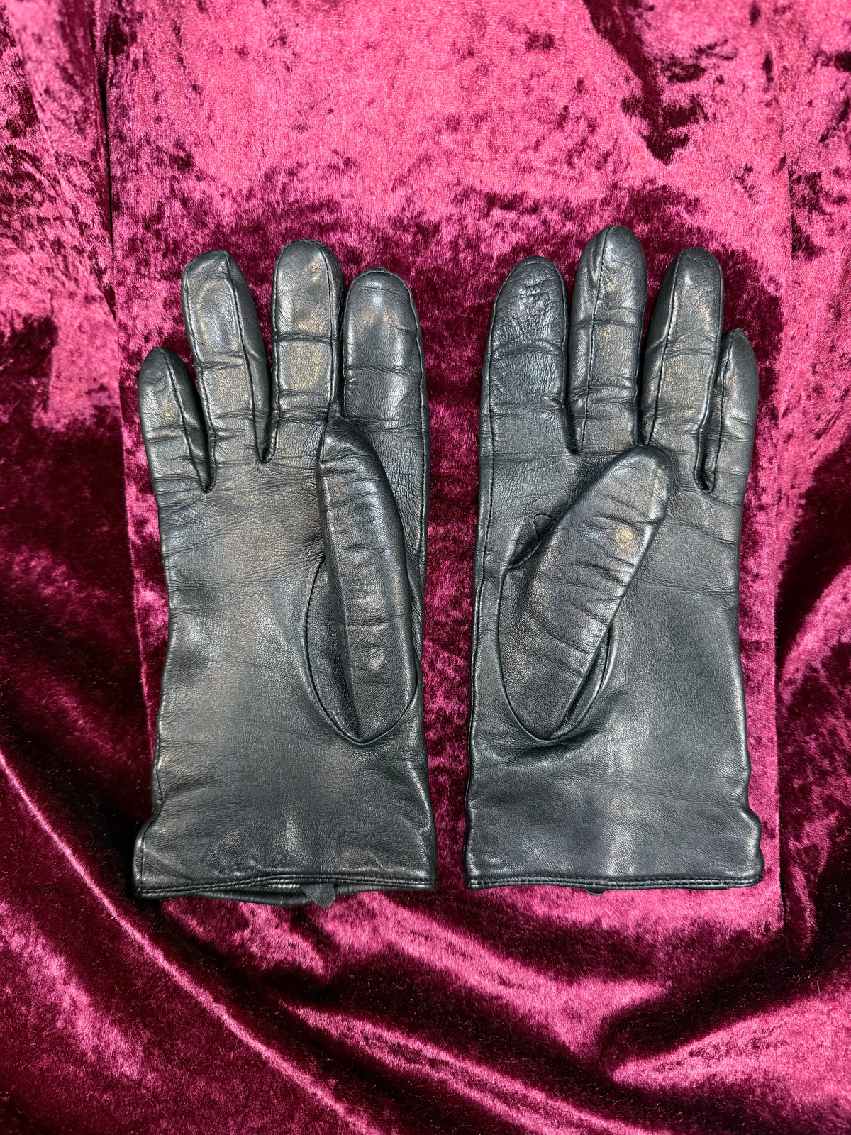 Vintage Black Leather Gloves - Michael Kors Studded Design - Medium