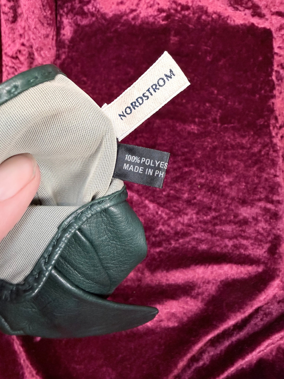 Vintage Forest Green Leather Gloves with Polyester Lining - Medium - Nordstrom