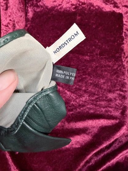 Vintage Forest Green Leather Gloves with Polyester Lining - Medium - Nordstrom
