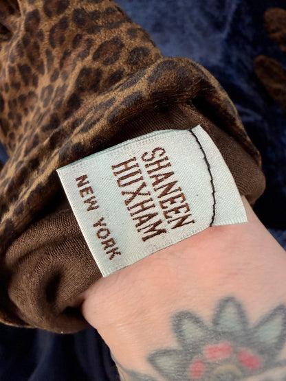 Vintage Leopard Print Velvet Gloves - Stretch-to-Fit Pair by Shaneen Huxham