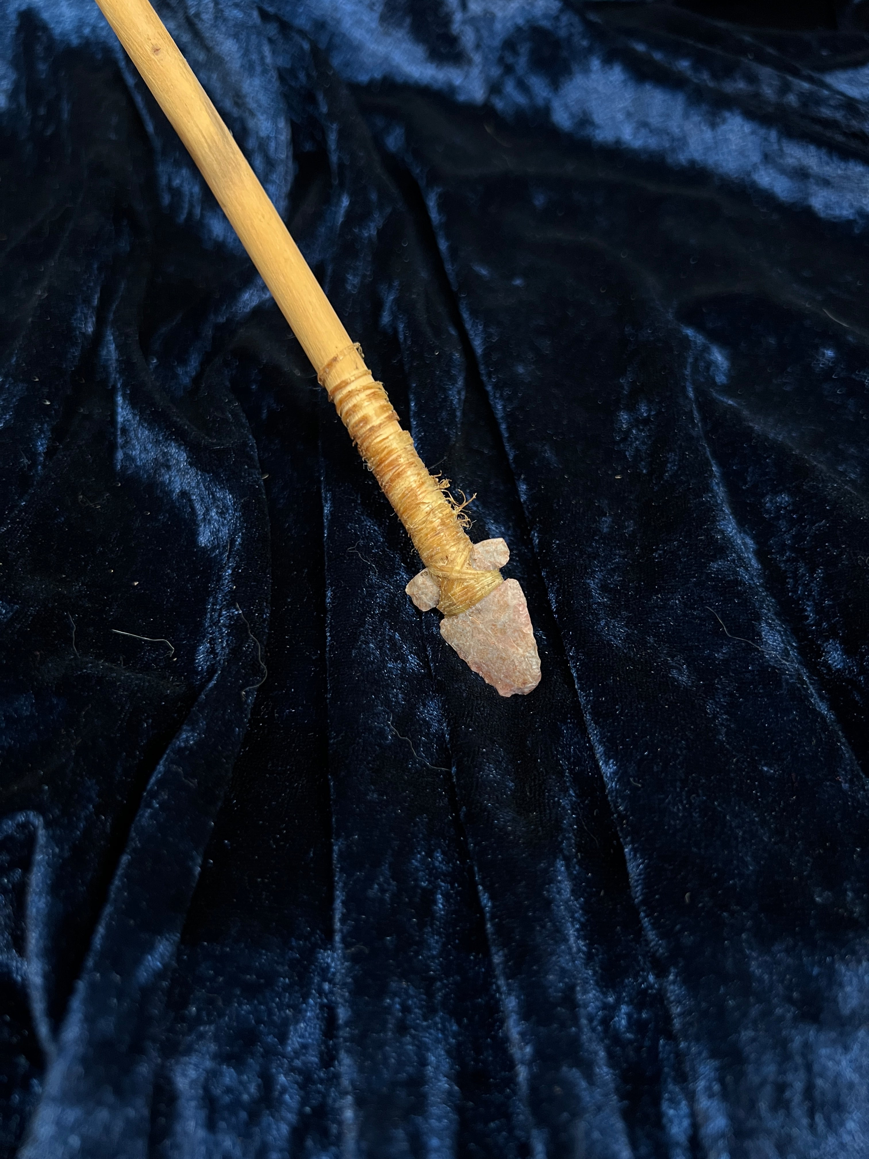 Vintage Wood Arrow - Native American Feathered Stone Arrowhead