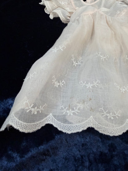 Vintage Sheer Baby Doll Dress - Embroidered Lace and White Full Skirt