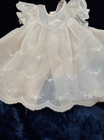 Vintage Sheer Baby Doll Dress - Embroidered Lace and White Full Skirt