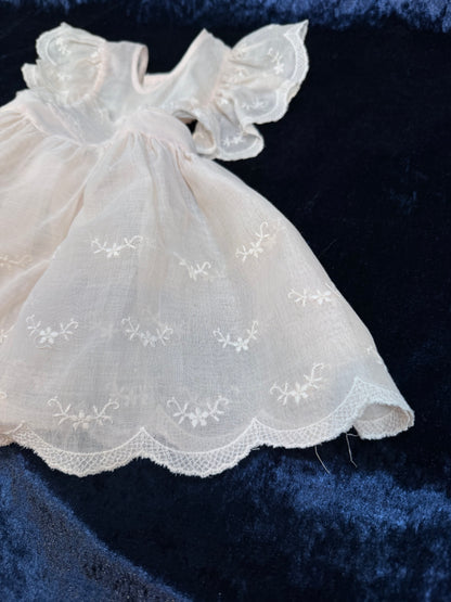 Vintage Sheer Baby Doll Dress - Embroidered Lace and White Full Skirt